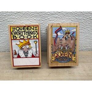 Set Of 2 All Night Media Queen Of Everything Wood Mounted Rubber Stamp